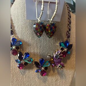 Colorful Gemstone Necklace and Earring Set by Betsey Johnson